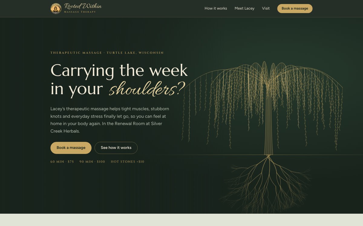 Rooted Within Massage Therapy website